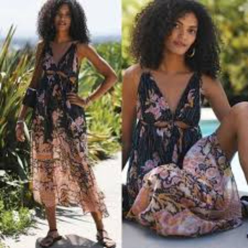 Anthropologie Sheer Cut-Out Maxi Dress - Picture 2 of 14
